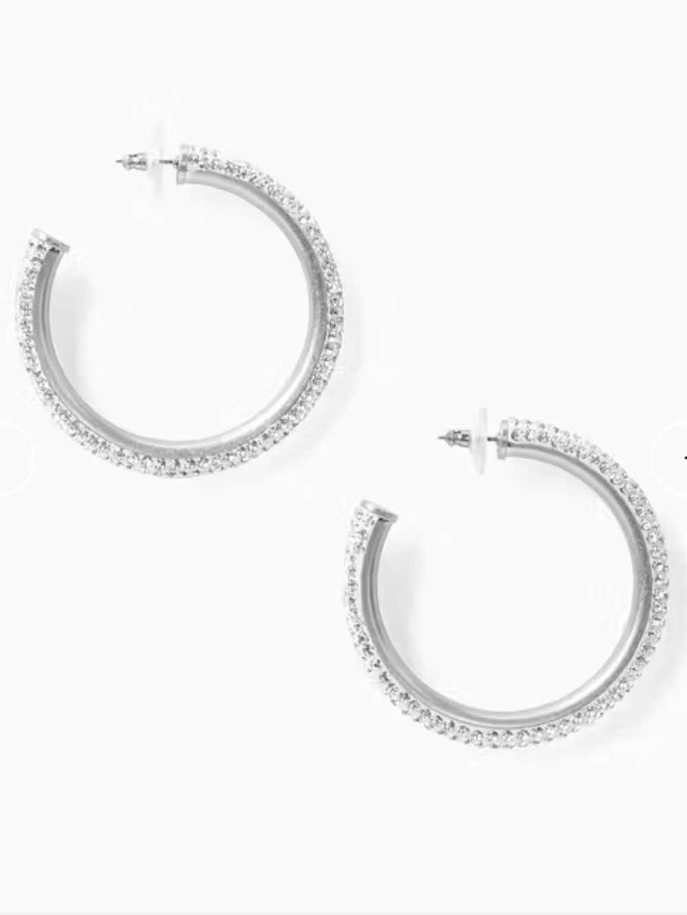 NEW kate spade Silver Pave Crystal Hoop Earrings